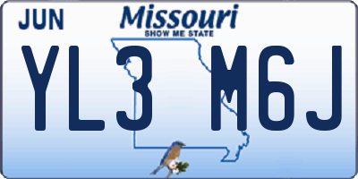 MO license plate YL3M6J