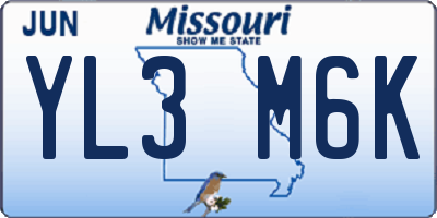 MO license plate YL3M6K