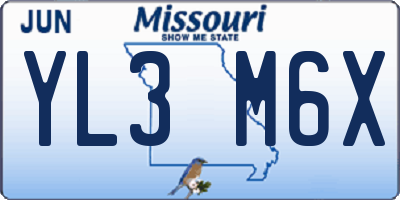 MO license plate YL3M6X