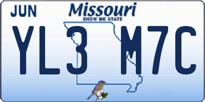 MO license plate YL3M7C