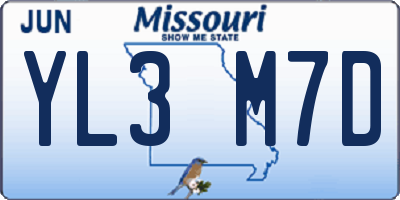 MO license plate YL3M7D