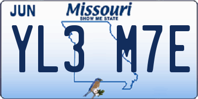 MO license plate YL3M7E
