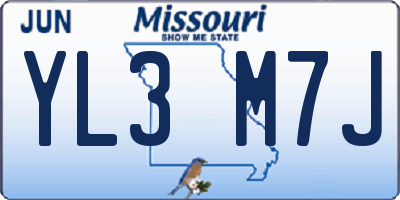 MO license plate YL3M7J