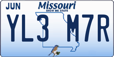 MO license plate YL3M7R