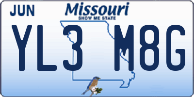 MO license plate YL3M8G