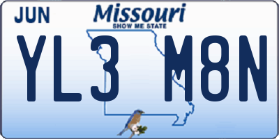 MO license plate YL3M8N