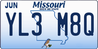 MO license plate YL3M8Q