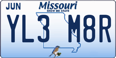 MO license plate YL3M8R
