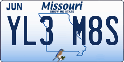 MO license plate YL3M8S