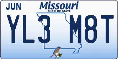MO license plate YL3M8T