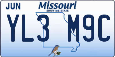 MO license plate YL3M9C