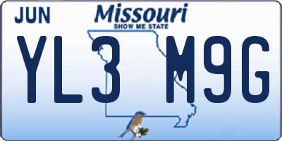 MO license plate YL3M9G