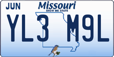MO license plate YL3M9L