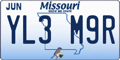 MO license plate YL3M9R