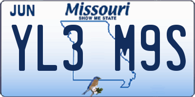 MO license plate YL3M9S