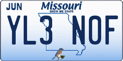 MO license plate YL3N0F