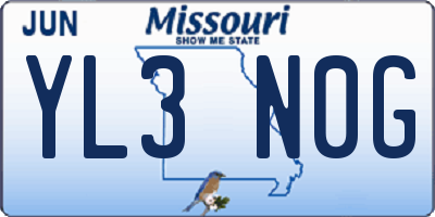 MO license plate YL3N0G