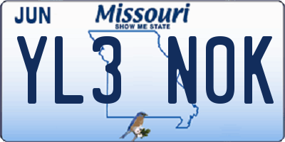 MO license plate YL3N0K