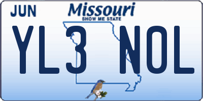 MO license plate YL3N0L
