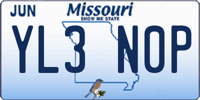 MO license plate YL3N0P