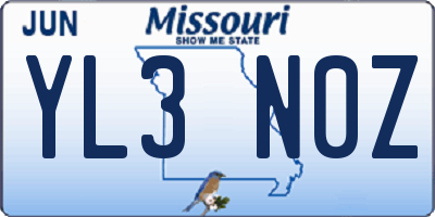 MO license plate YL3N0Z