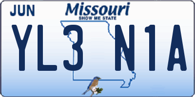 MO license plate YL3N1A