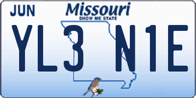 MO license plate YL3N1E