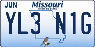 MO license plate YL3N1G