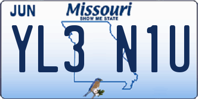 MO license plate YL3N1U