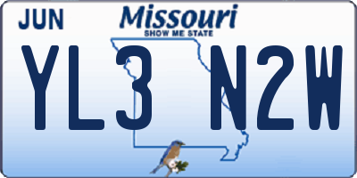 MO license plate YL3N2W