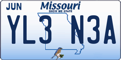 MO license plate YL3N3A