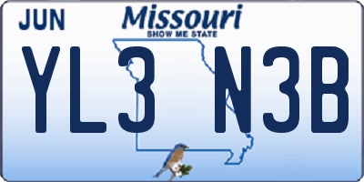 MO license plate YL3N3B