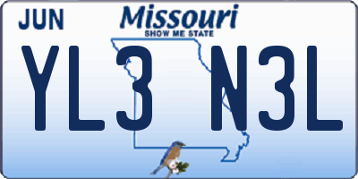 MO license plate YL3N3L