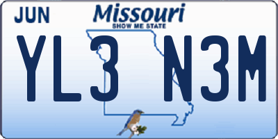 MO license plate YL3N3M