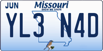 MO license plate YL3N4D