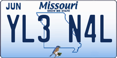 MO license plate YL3N4L