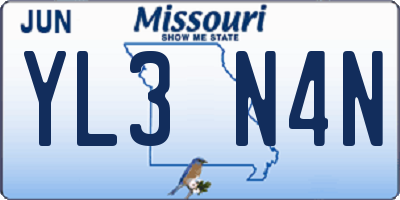 MO license plate YL3N4N