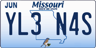 MO license plate YL3N4S