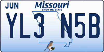MO license plate YL3N5B