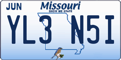 MO license plate YL3N5I