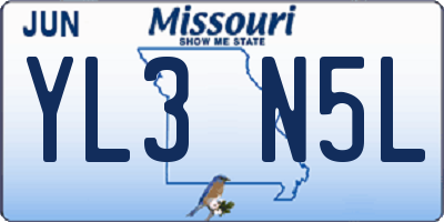 MO license plate YL3N5L