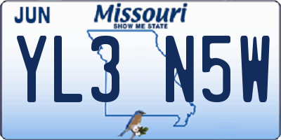MO license plate YL3N5W