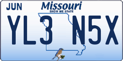 MO license plate YL3N5X