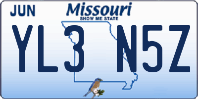 MO license plate YL3N5Z