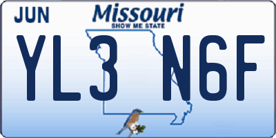 MO license plate YL3N6F