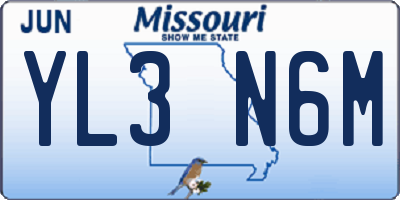 MO license plate YL3N6M