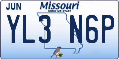MO license plate YL3N6P