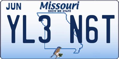 MO license plate YL3N6T