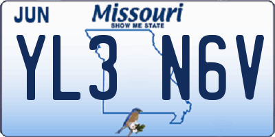 MO license plate YL3N6V