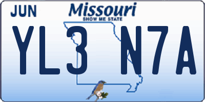 MO license plate YL3N7A